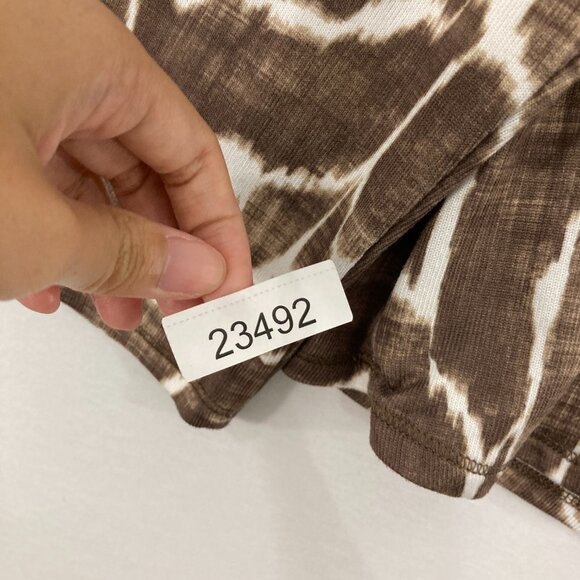 Chico's size XL/3 Brown White Soft Stretch Crew Neck Long Sleeve Pullover Top - Picture 8 of 8